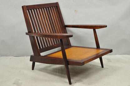 Vintage George Nakashima Spindle Back Black Walnut "Cushion" Lounge Arm Chair