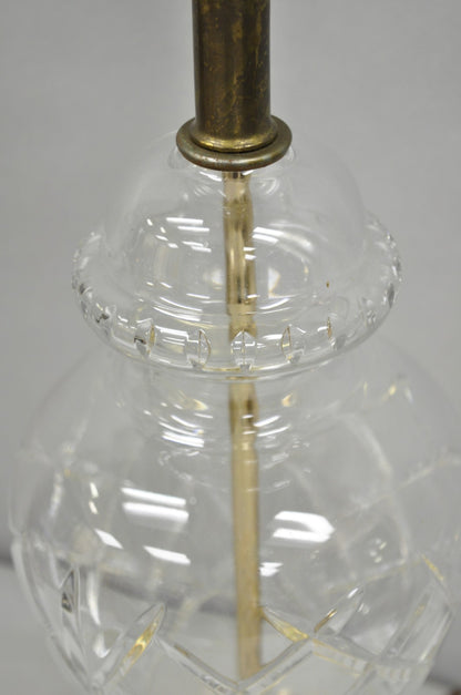 Vintage Chinoiserie Cut Crystal Glass Ginger Jar Brass Oriental Table Lamp