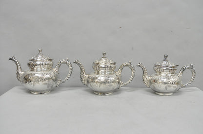 Antique Meriden B Co French Renaissance Silver Plated Figural Tea Set - 7 Pcs