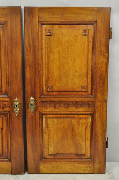Antique French Country Louis XV Style Carved Walnut Cabinet Doors - a Pair
