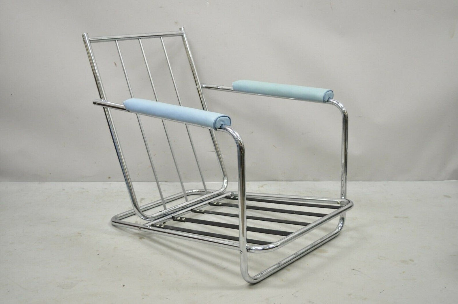 Vintage Gilbert Rohde for Troy Sunshade Art Deco Easy Chair Blue Lounge Chair