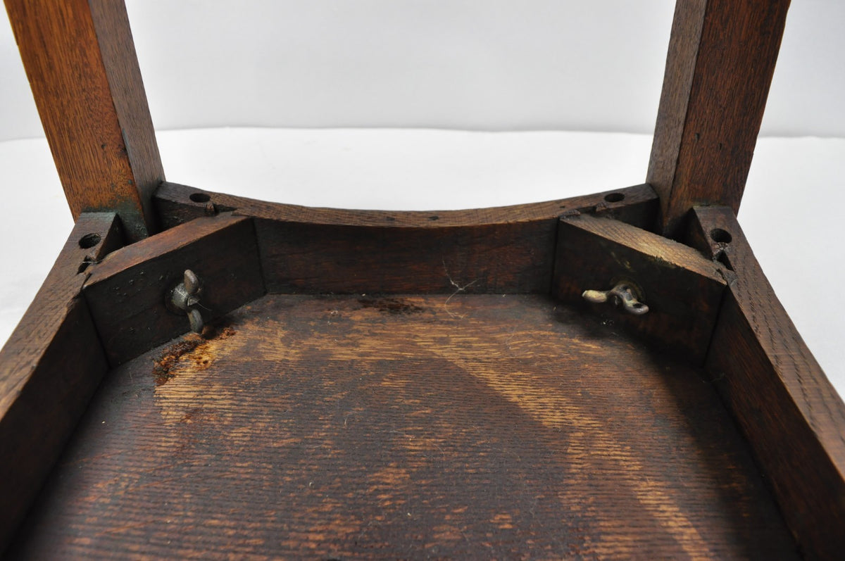 Antique Arts & Crafts Mission Oak Stickley Style 2 Tier Plant Stand Side Table