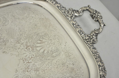 Antique Barker Ellis Victorian Silver Plated Serving Platter Bar Tray Engraved