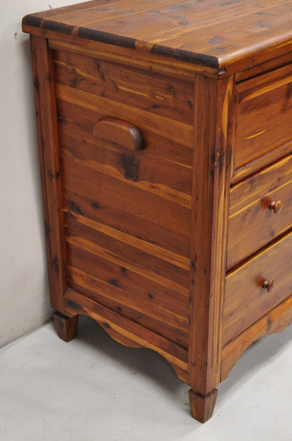 Vintage Lewis & Conger Pine Wood Cedar Lined Blanket Chest Of Drawers Dresser