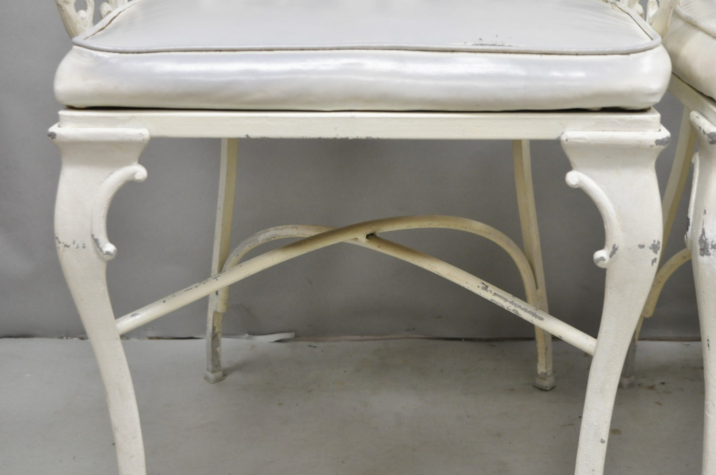 Vintage Art Nouveau Style Trojan Scrolling Cast Aluminum Dining Chairs Set of 4