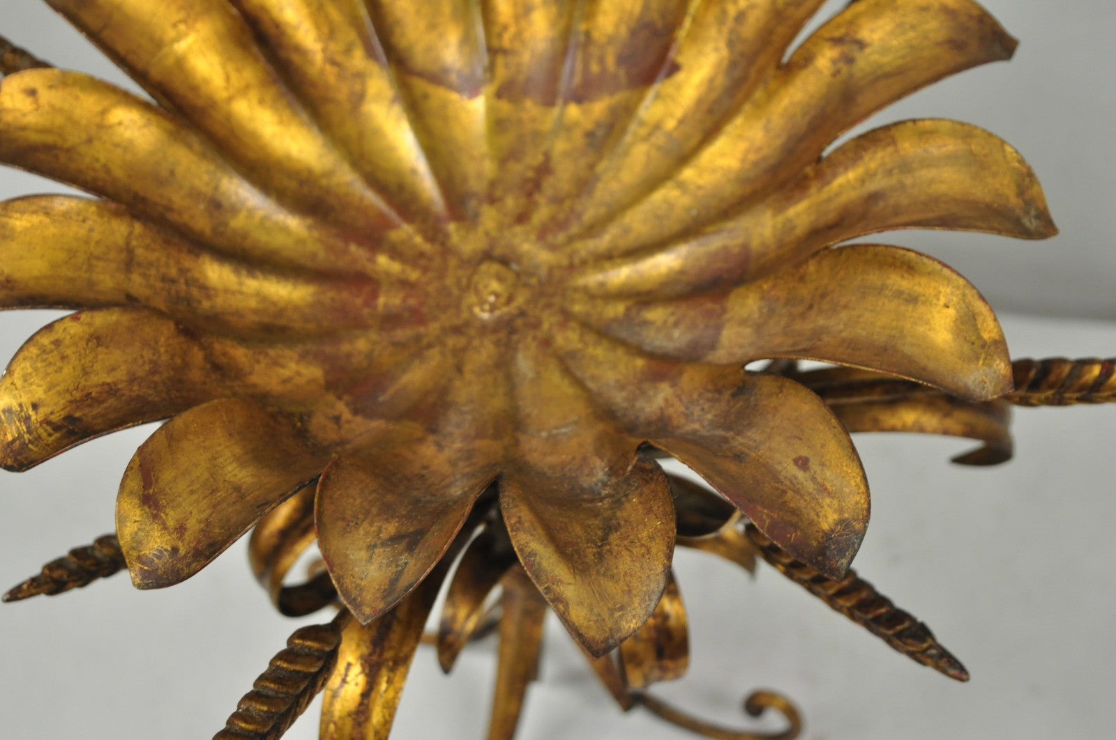 Vintage Italian Hollywood Regency Gold Gilt Tole Metal Iron Compote Centerpiece