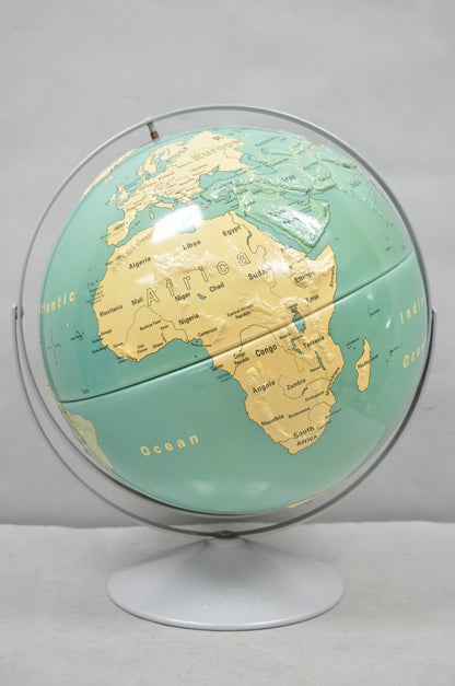 Vintage Nystrom 16" Large Sculptural Relief Classroom Double Axis World Globe