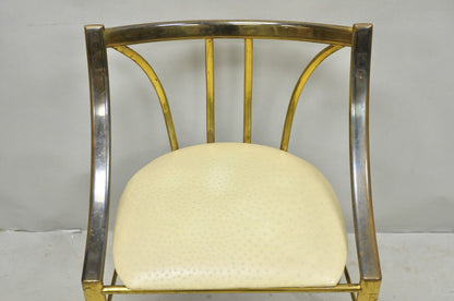 Vintage Italian Hollywood Regency Sculptural Brass Chiavari Style Accent Chair