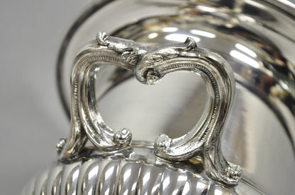 Vintage Regency Silver Plated Trophy Cup Urn Ribbed Champagne Chiller Ice Bucket