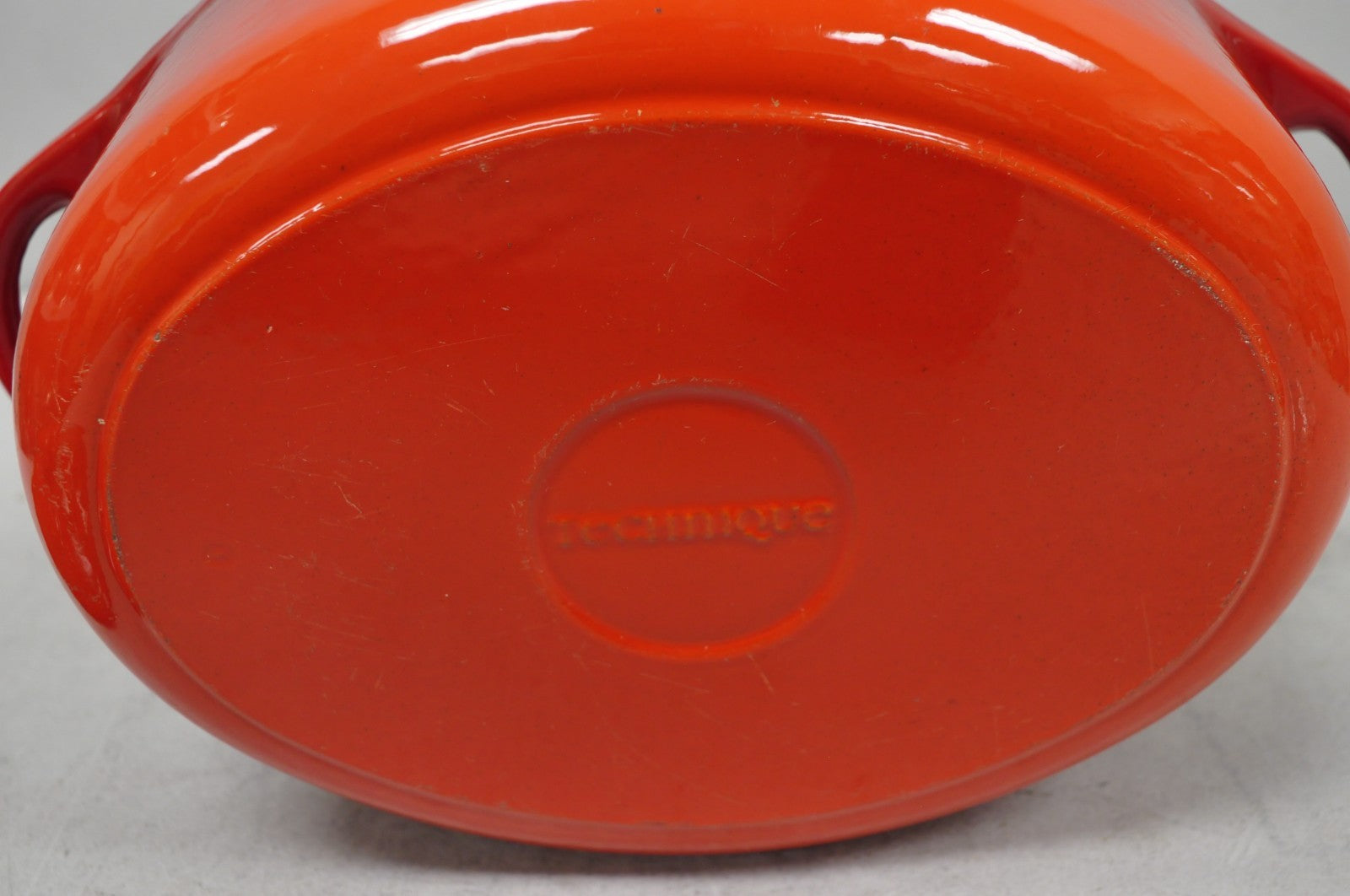 Technique 4 Quart Red Cast Iron Dutch Oven Covered Pot with Tomato Design on Lid