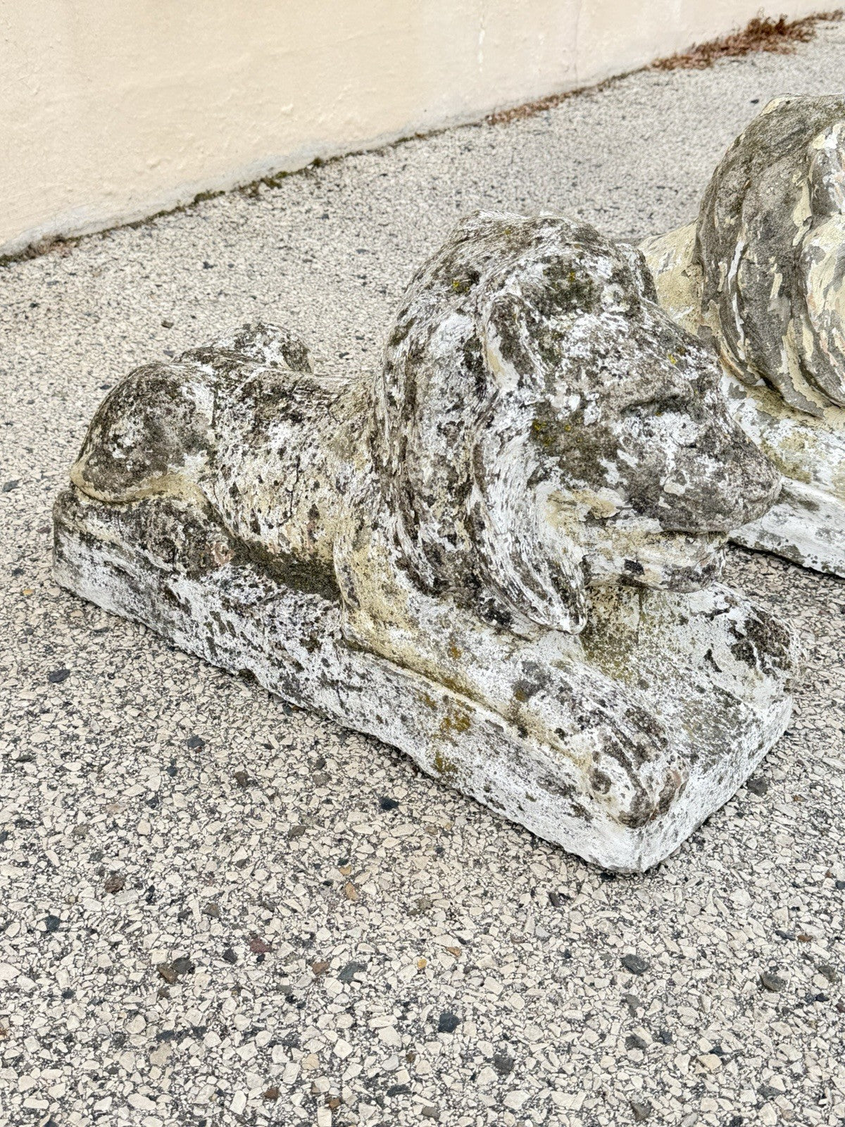Vintage Classical Style Cast Cement Concrete Guardian Entry Lions - Pair