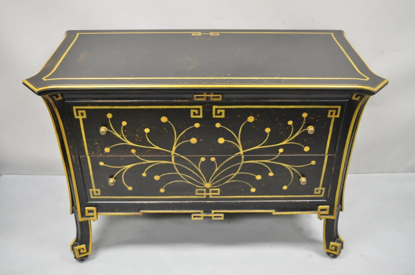 Regency Style Black Ebonized 2 Drawer Commode Dresser Chest by Decorative Crafts