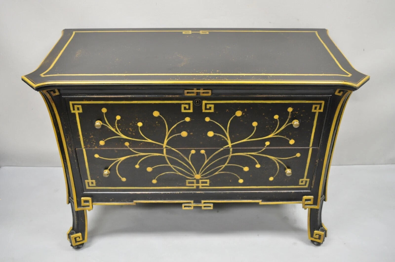Regency Style Black Ebonized 2 Drawer Commode Dresser Chest by Decorative Crafts