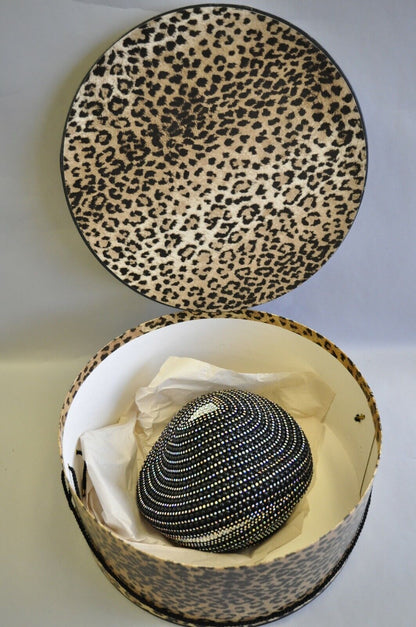 Vintage Bina Fashion Hats Black Iridescent Beaded Bejewel Derby Crown Beret Hat
