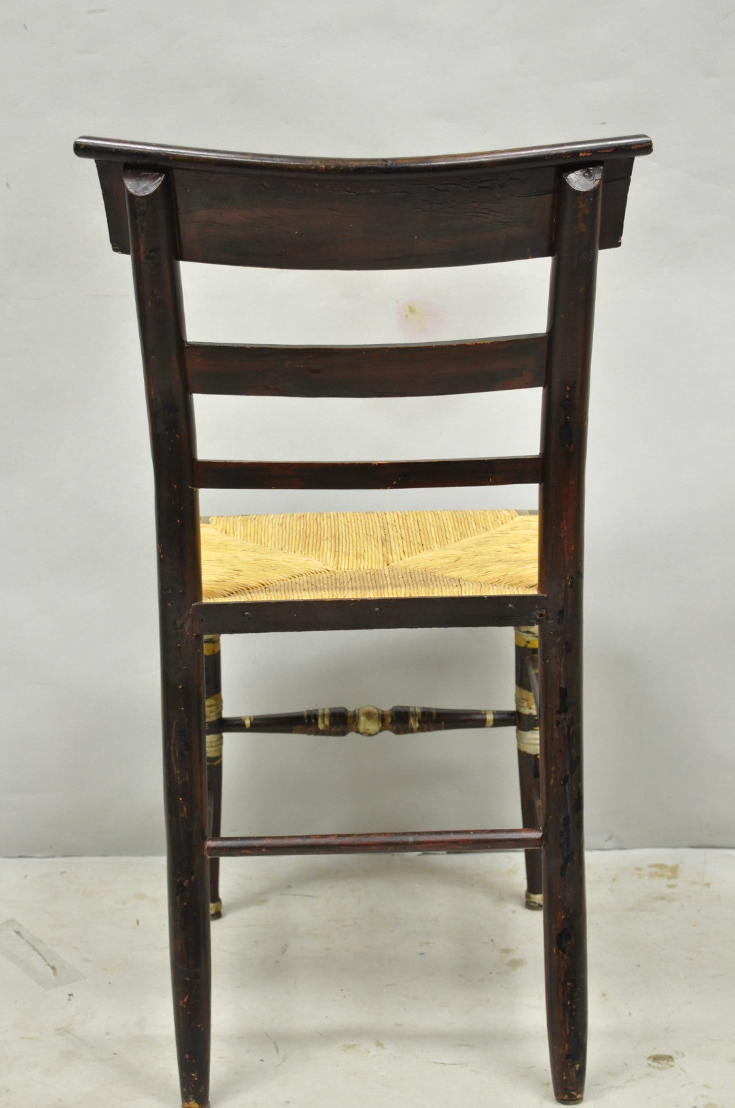Antique Colonial Red Hand Painted Harvest Hitchcock Rush Seat Side Chair