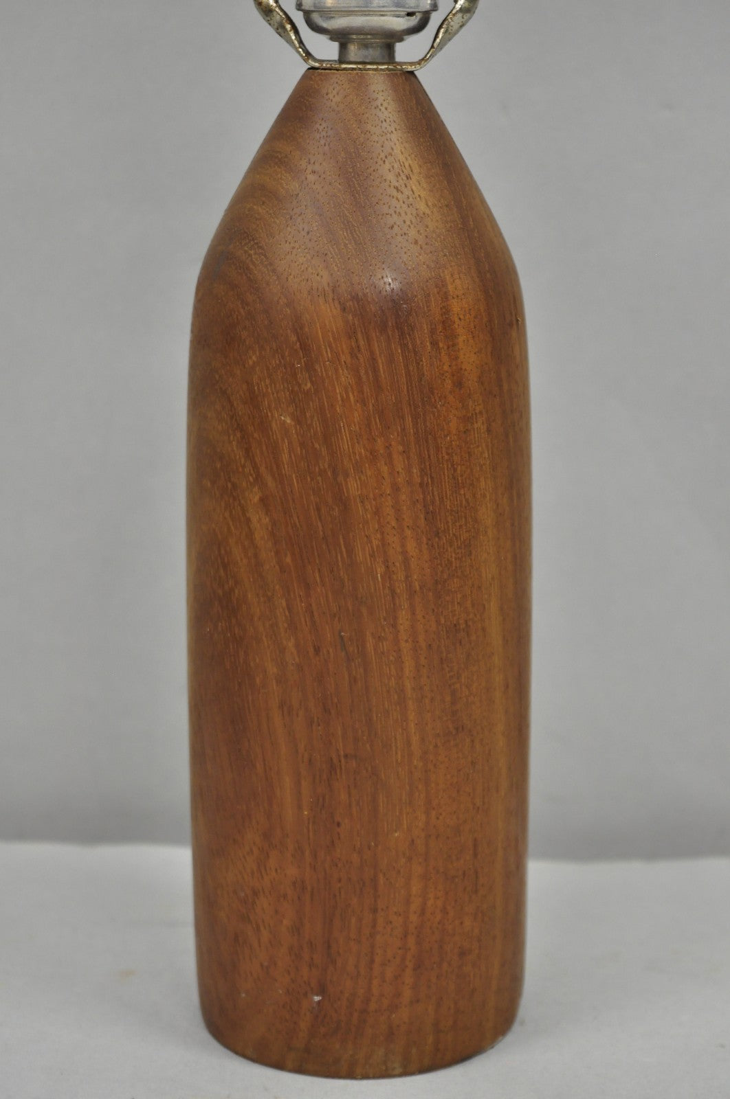 Vintage Mid Century Danish Modern Small Solid Teak Wood "Bottle" Form Table Lamp
