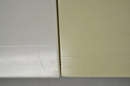 Vintage Modern Solid Wood Cream Lacquered Parsons Low Pedestal Side Table - Pair