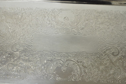Vintage English Victorian Silver Plated Copper Narrow Serving Platter Bar Tray