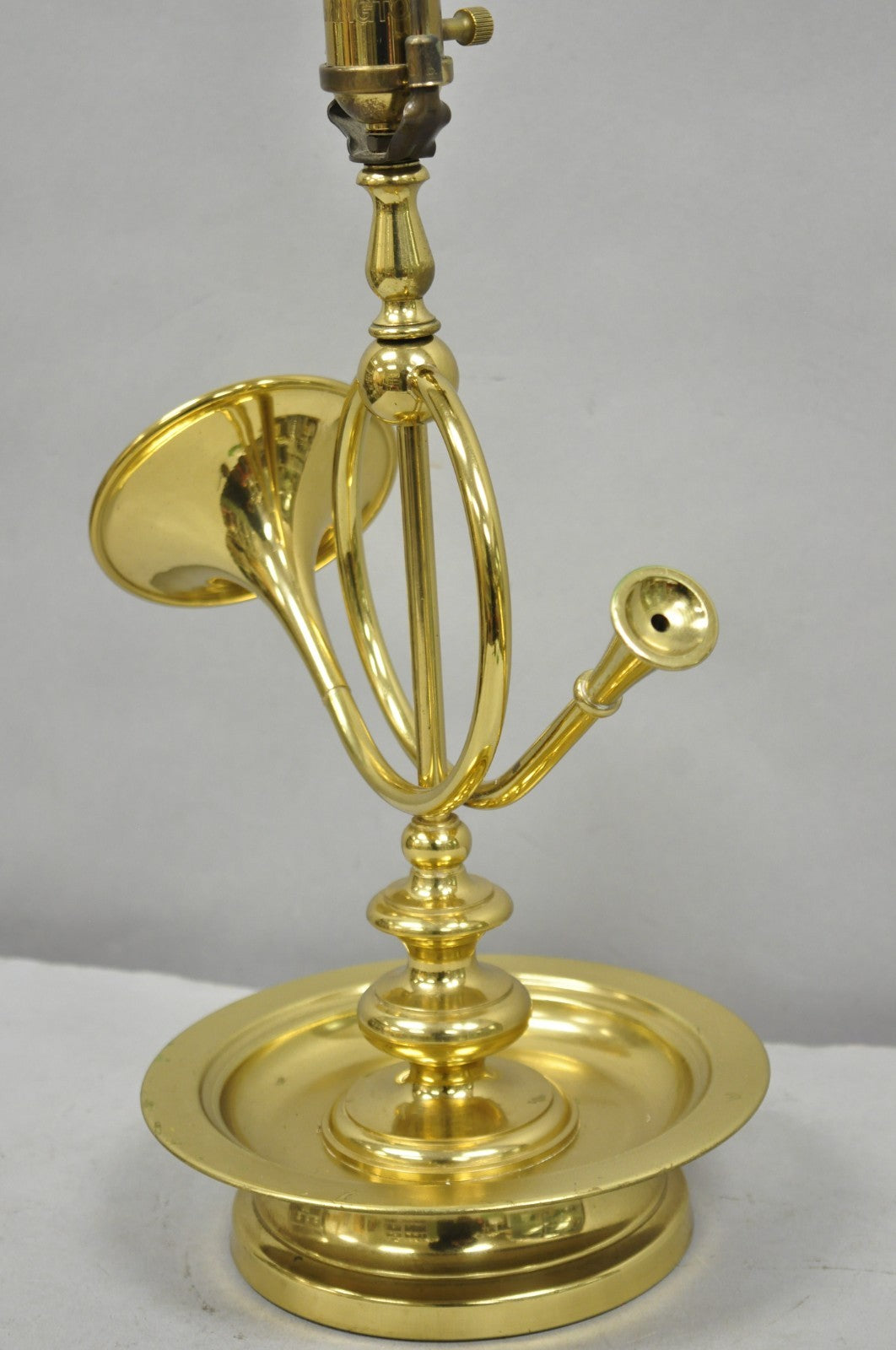 Vintage Remington Brass Equestrian Hunting Horn French Horn Table Lamp