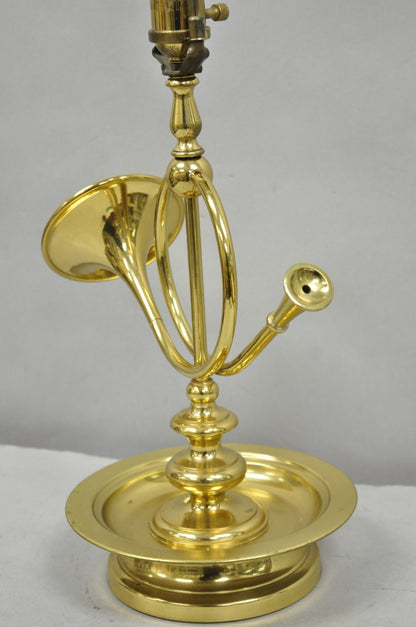 Vintage Remington Brass Equestrian Hunting Horn French Horn Table Lamp