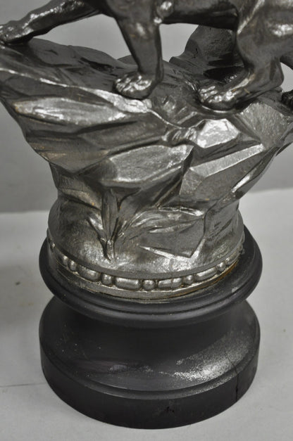 Antique French Renaissance "Le Force & Le Pouvoir" Spelter Metal Sculpture Pair