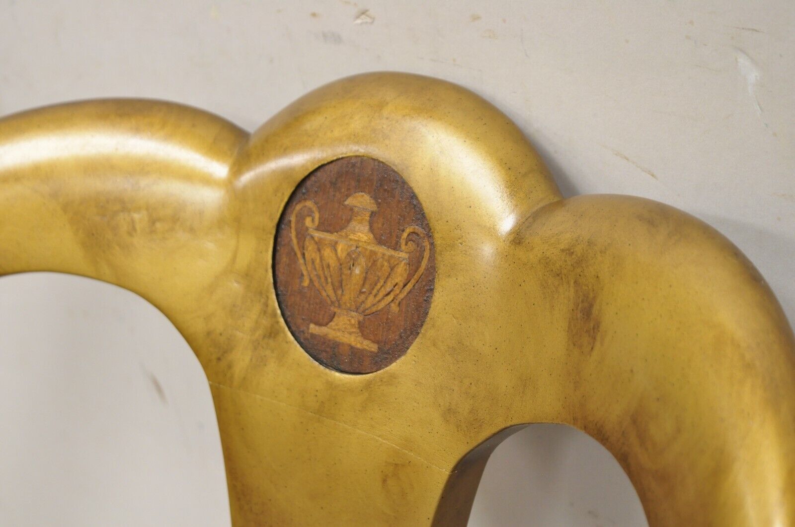 Vintage Italian Hollywood Regency Gold Gilt Wood Saber Leg Lounge Chairs - Pair