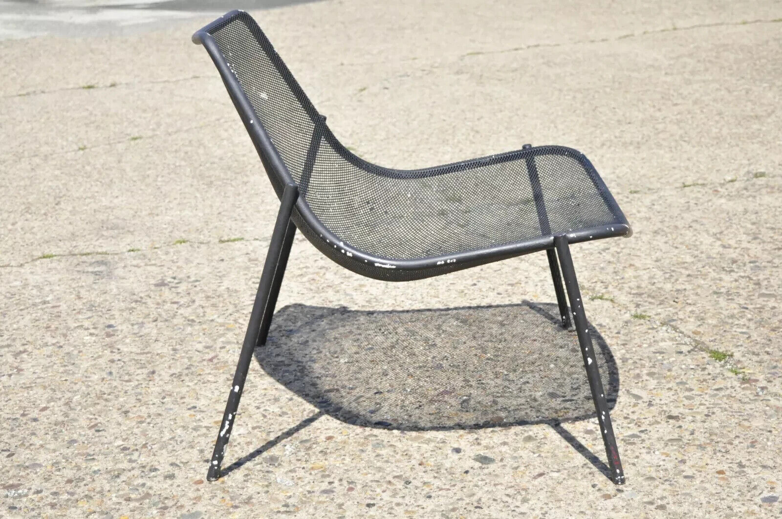 Vintage Modern Metal Mesh Perforated Wide Seat Patio Garden Lounge Chair