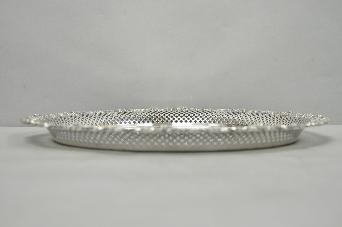 Vintage EG Webster & Son Silver Plated Grapevine Round Bar Serving Platter Tray