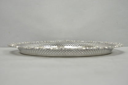 Vintage EG Webster & Son Silver Plated Grapevine Round Bar Serving Platter Tray
