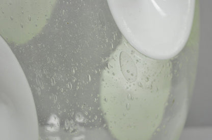 Vintage Mid Century Italian Modern Pulegoso Bubble Glass White Dimple 14" Vase