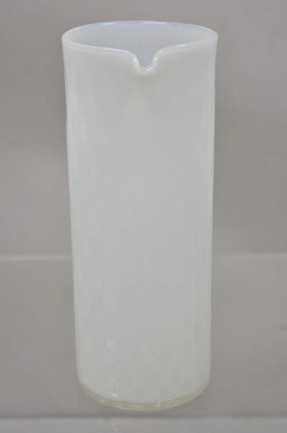 Vintage Murano White Italian Venetian Mid Century Modern Glass Water Pitcher