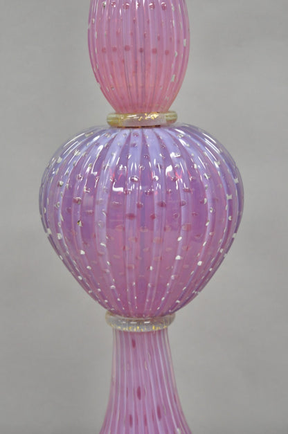 Vintage Italian Mid Century Modern Murano Pink & Purple Bubble Glass Table Lamp