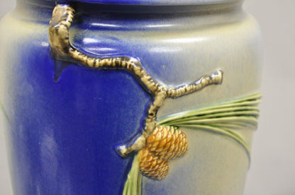 Vintage Roseville Pottery Pine Cone Umbrella Stand in Blue #777-20"