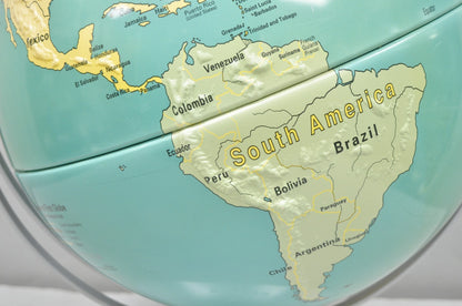 Vintage Nystrom 16" Large Sculptural Relief Classroom Double Axis World Globe