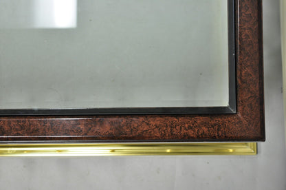 Vintage Erwin Lambeth Burl Walnut Brass Fireplace Fender 42" Square Coffee Table