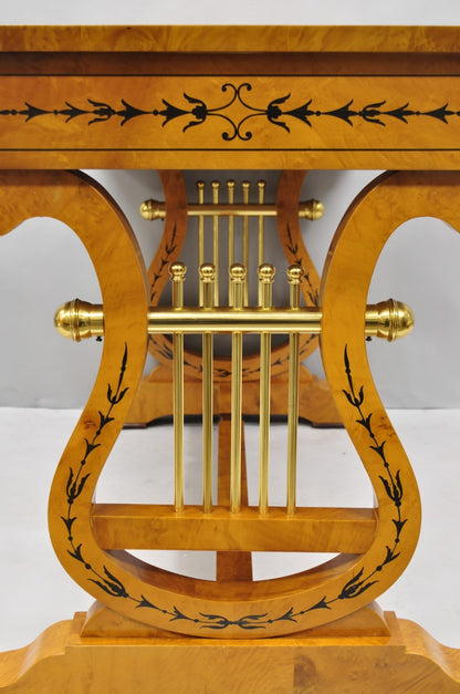 Vintage Italian Regency Lyre Harp Burlwood Desk & Chair by Binda Collection