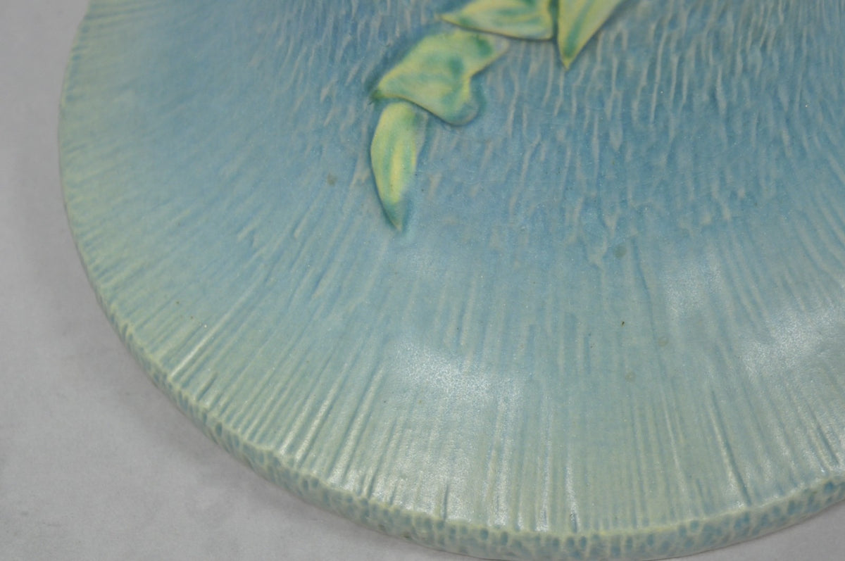 Vintage Roseville USA Blue Clematis Flower Art Pottery Jardiniere Pedestal Base