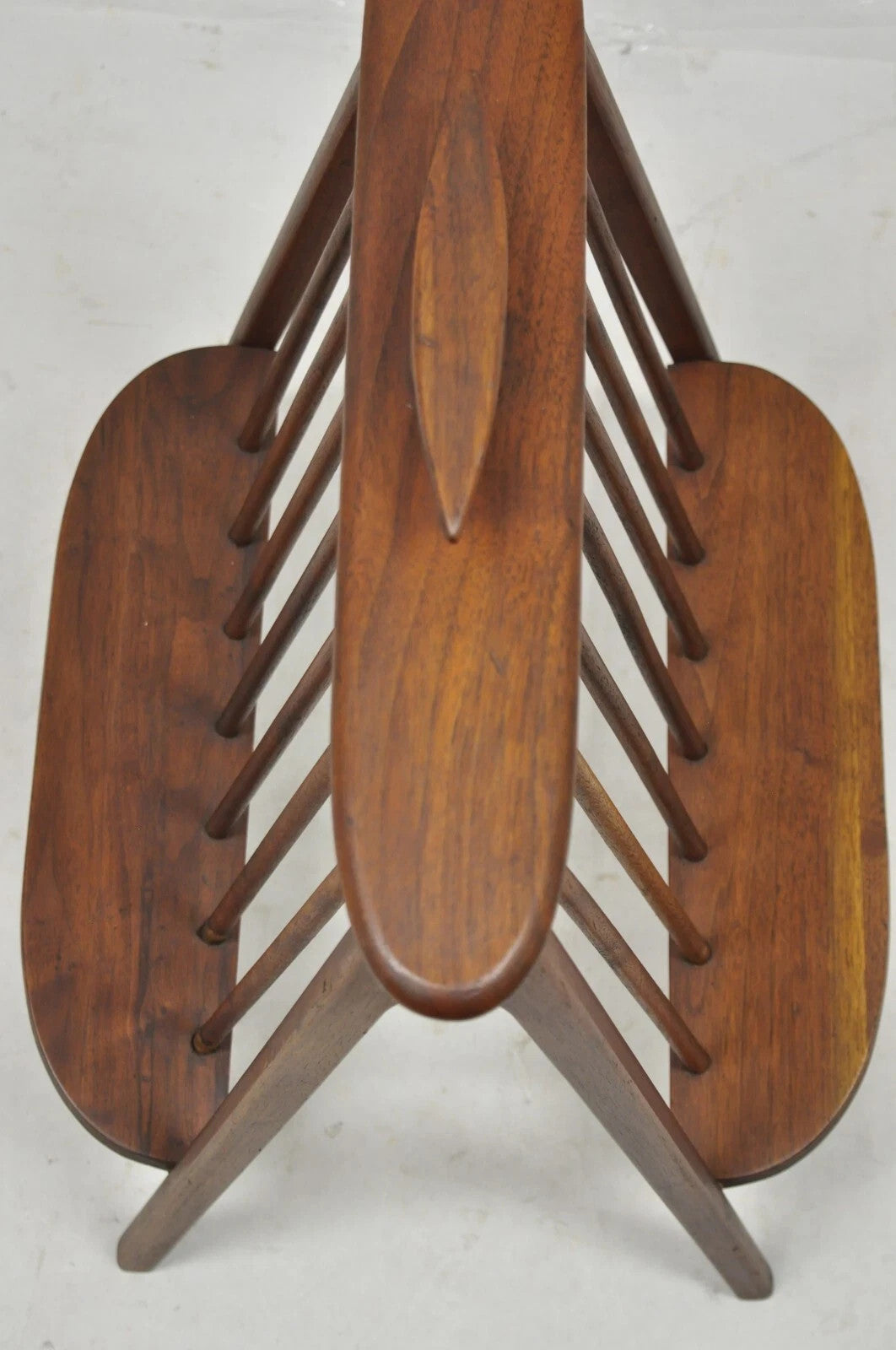 Arthur Umanoff Mid Century Danish Modern Teak Wood Compass Book & Magazine Rack