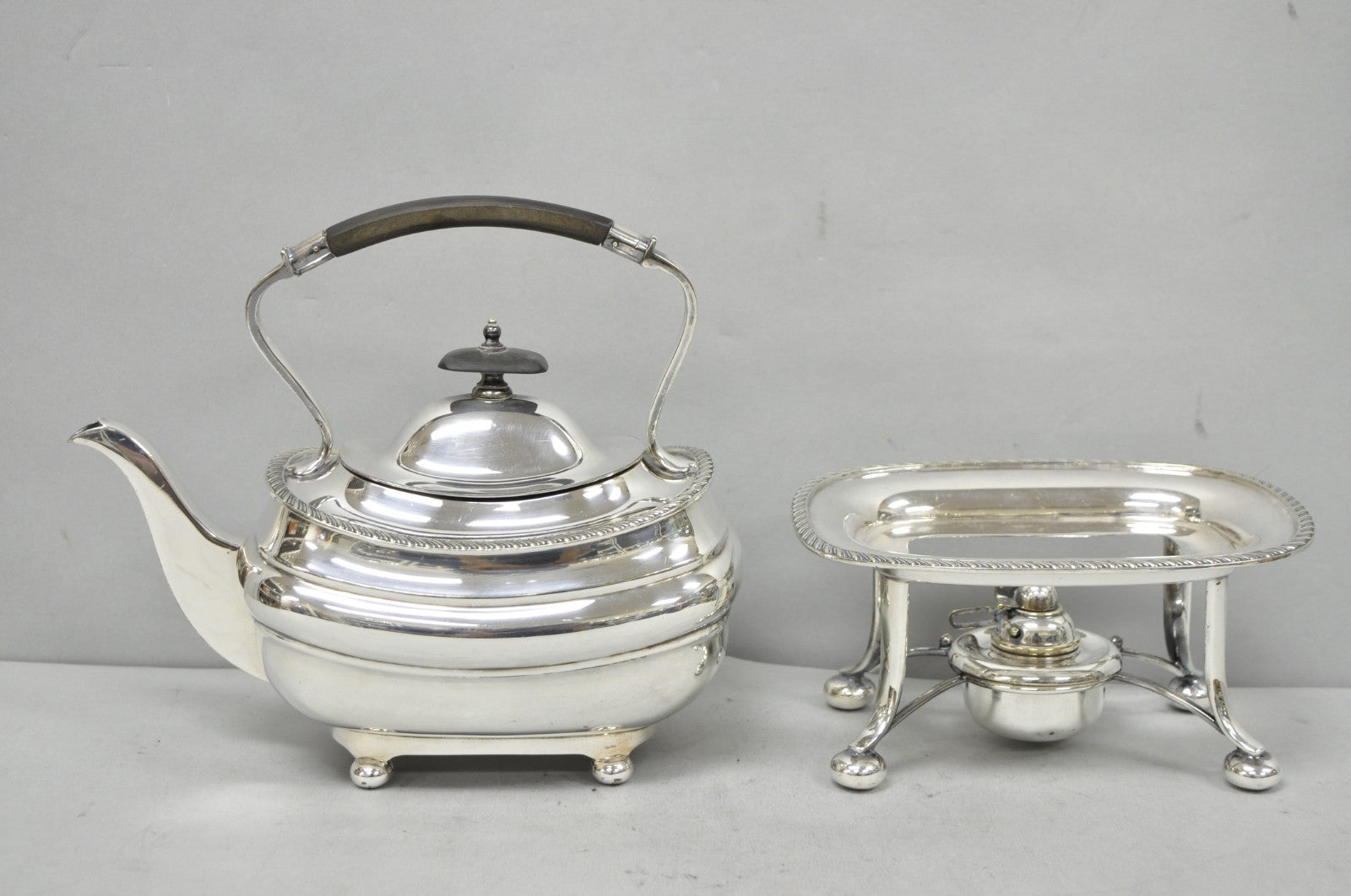 Antique Walker Hall Sheffield Silver Plated Teapot Spirit Kettle on Warmer Stand