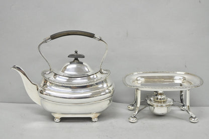 Antique Walker Hall Sheffield Silver Plated Teapot Spirit Kettle on Warmer Stand