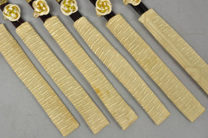 Vintage Japanese Oriental Chopsticks in Custom Silk Gold Sleeves - 6 Pc Set