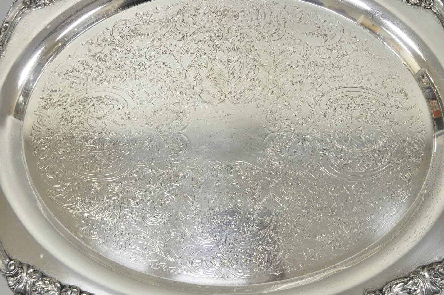 Vintage English Sheridan Silver Plated Large Oval Serving Platter Bar Tray