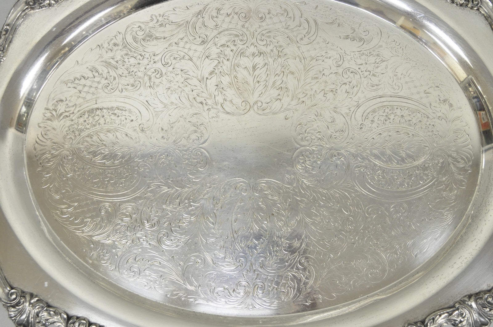 Vintage English Sheridan Silver Plated Large Oval Serving Platter Bar Tray