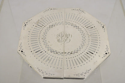 Antique Edwardian Silver Plated Expanding Pot Trivet with Monogram