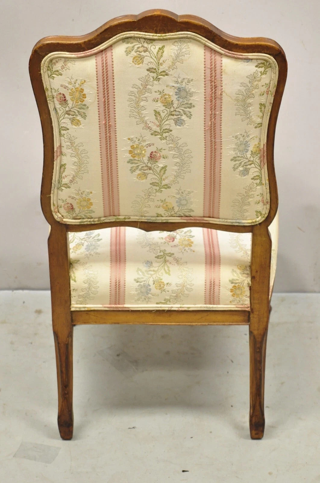 Vintage French Louis XV Style Small Boudoir Accent Side Chair w/ Pink Stripes