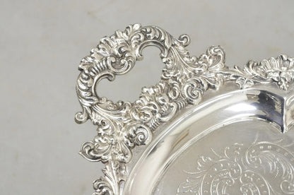 Antique Victorian English Sheffield Ornate Oval Footed Serving Platter Bar Tray