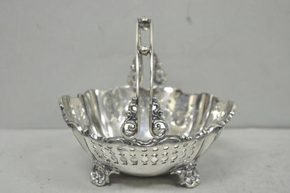 Antique Wallace Bros Victorian Silver Plated Reticulated Small Basket Nut Dish