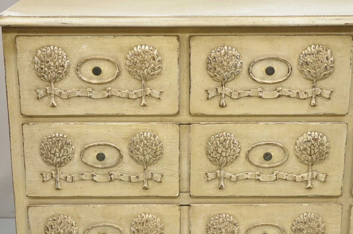 Vintage French Country Provincial Cream Distress Painted Dresser by Roundtree