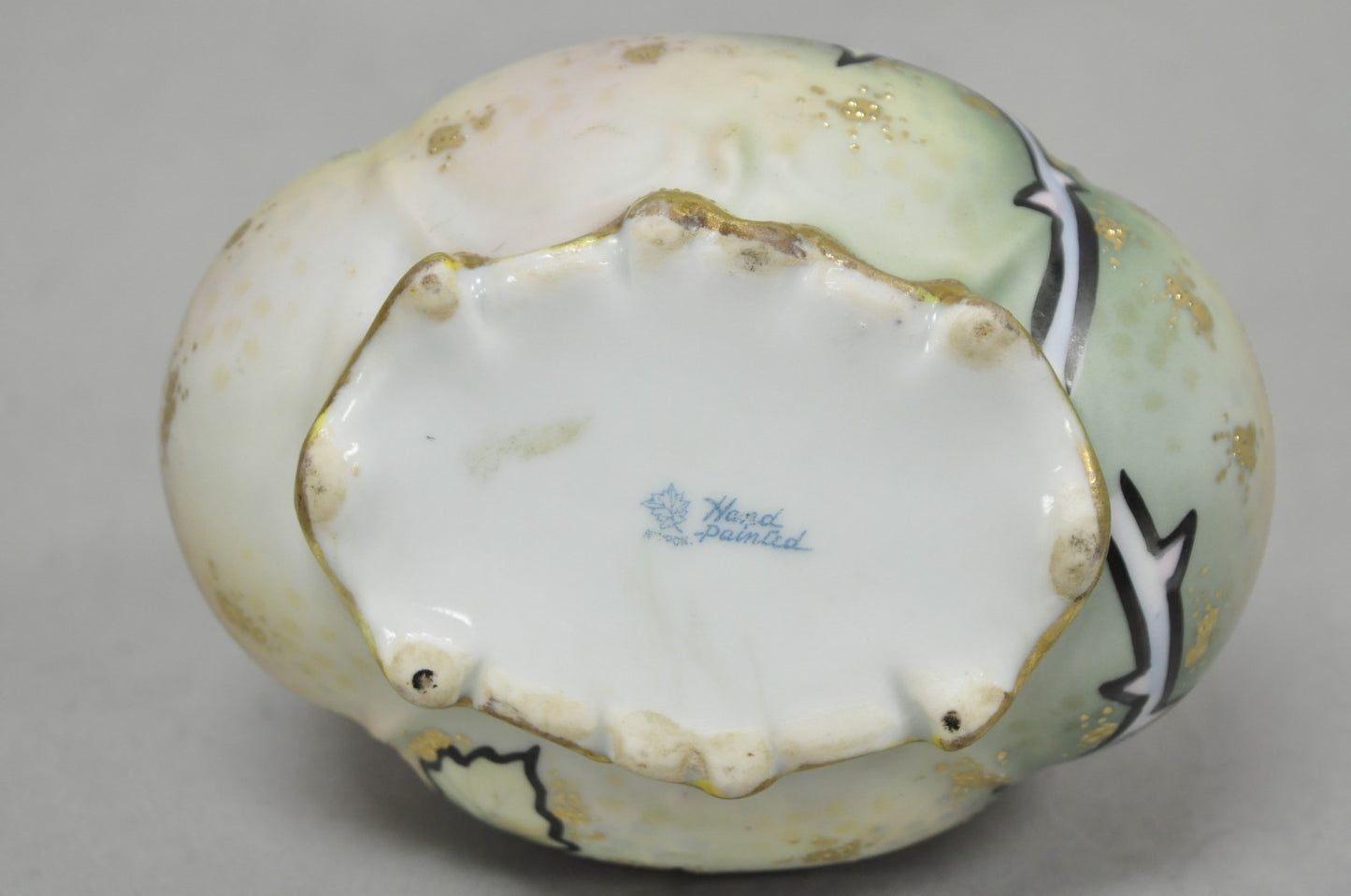 Antique Nippon Hand Painted Porcelain Twin Branch Handle Yellow Rose Small Vase
