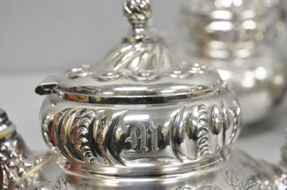 Antique Meriden B Co French Renaissance Silver Plated Figural Tea Set - 7 Pcs